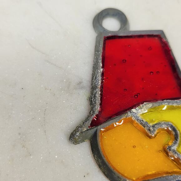 Vintage Drummer Boy Stained Glass Sun Catcher Blue Red Christmas Holiday - Picture 6 of 12